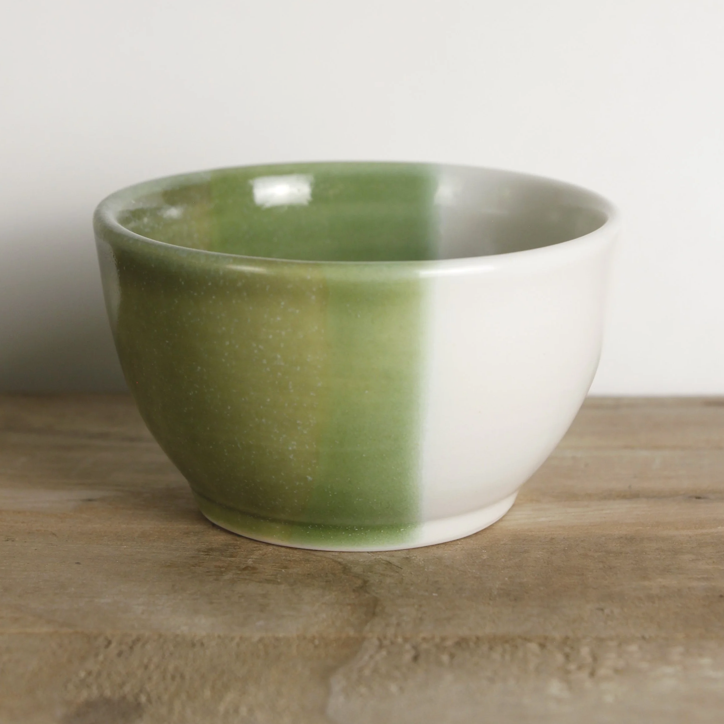 Porcelain bowl, green and white