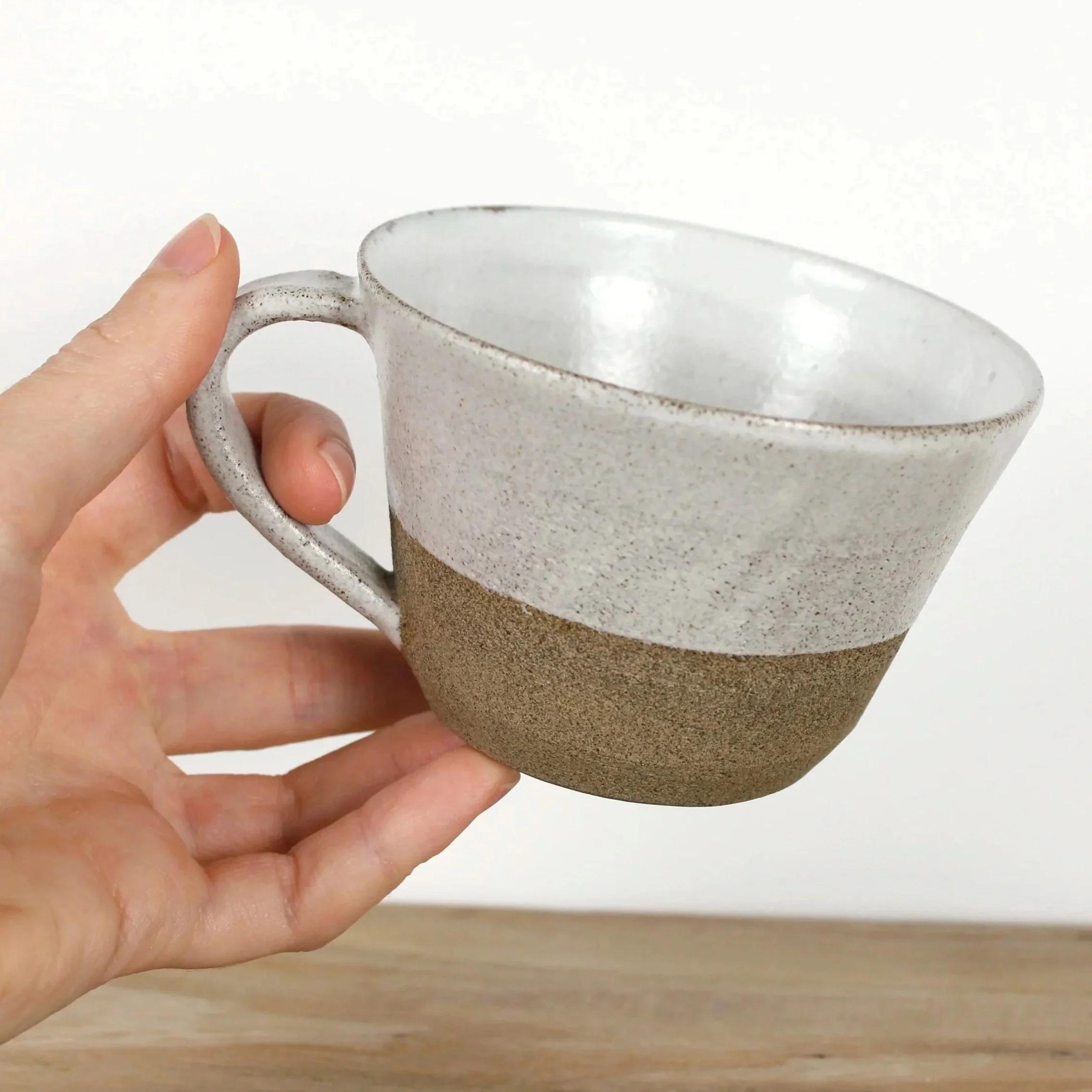 Stoneware mug, grey and white, 200 ml