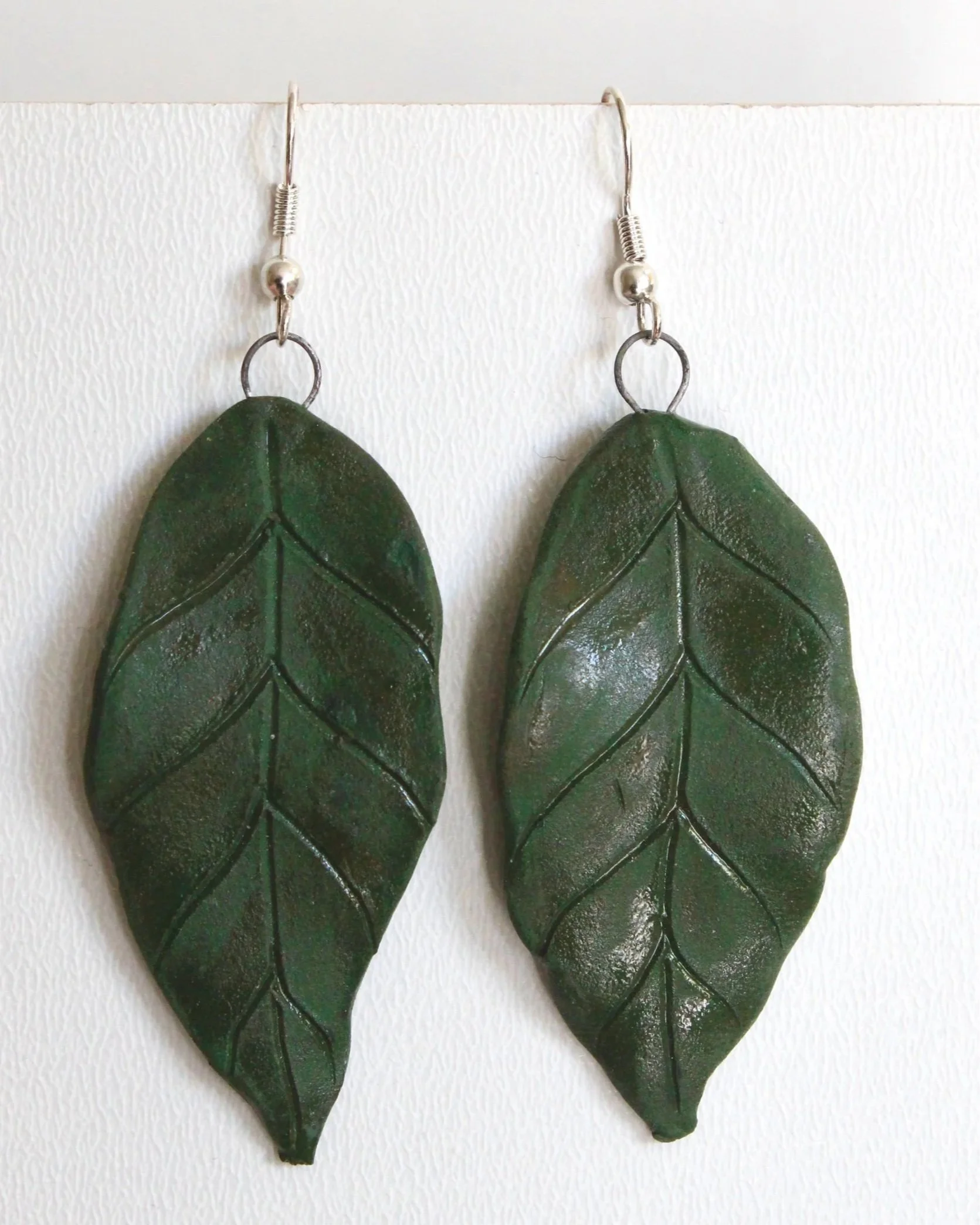 Stoneware leaf earrings, large