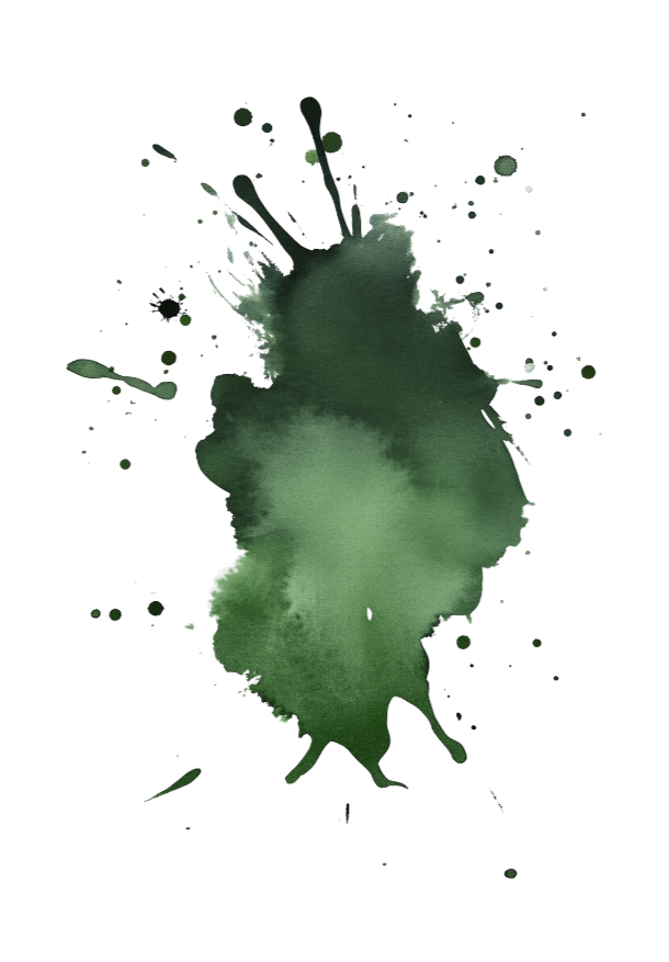 Abstract green watercolor splash on a transparent background.