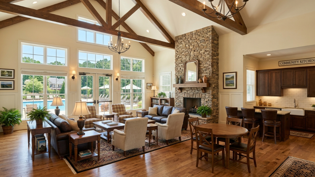 Commercial lobby and common area cleaning with clean, well-maintained floors and furnishings