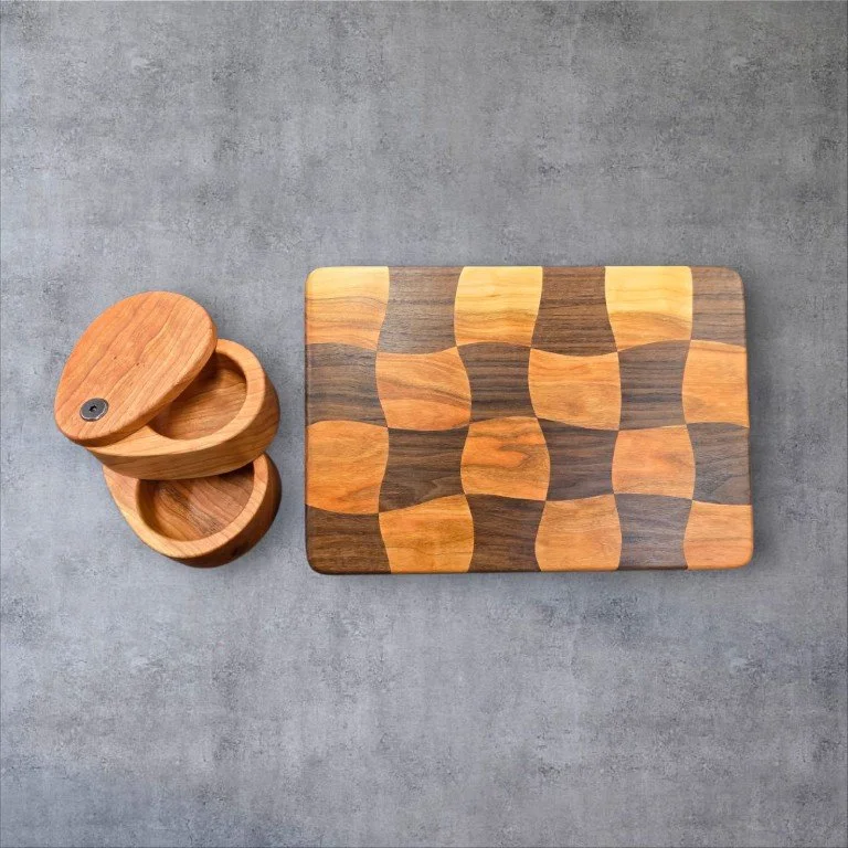 Small Cutting Board and Double Salt Cellar