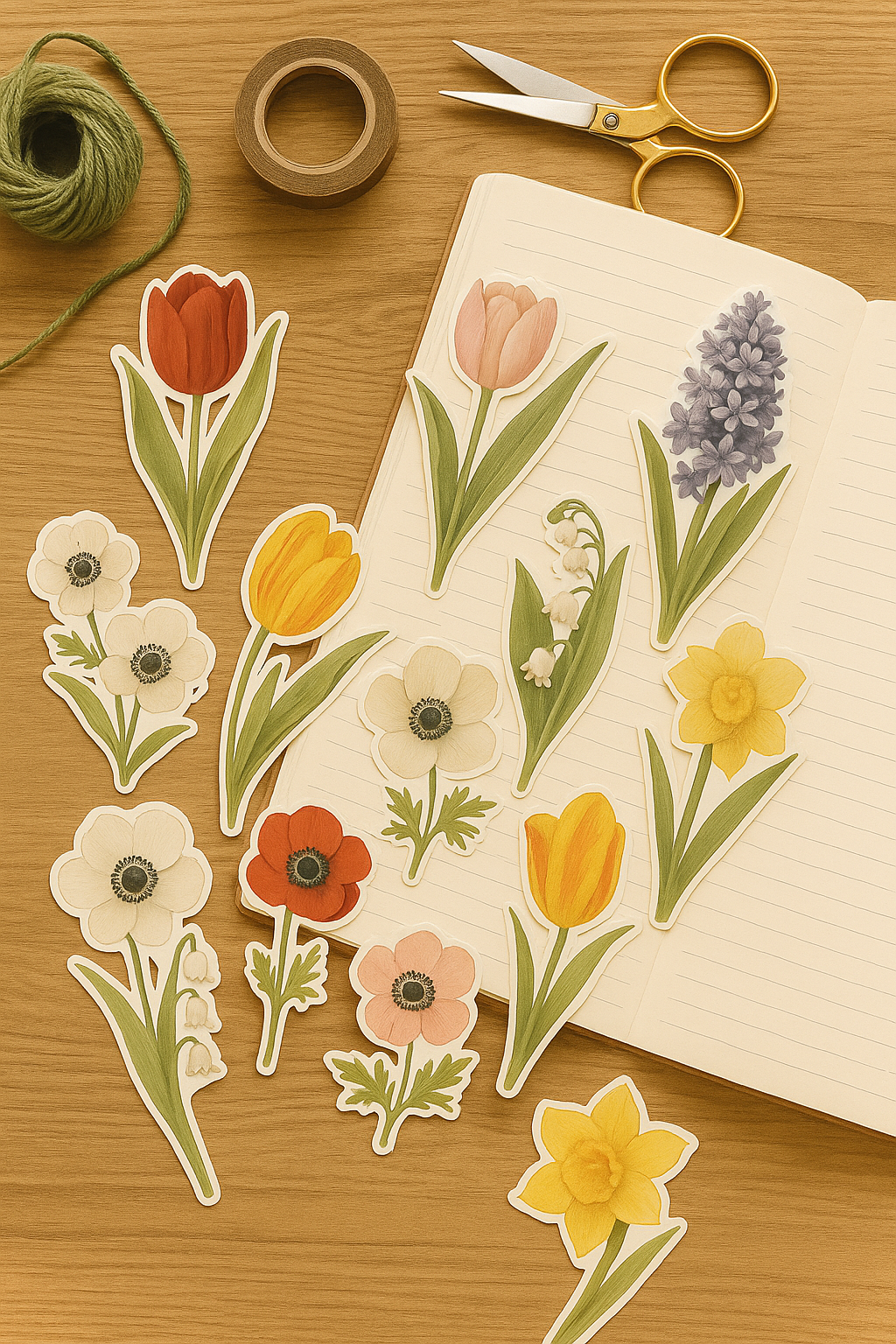 Vintage Red and Yellow Spring Flowers Fussy Cut | Junk Journal Flowers | Floral Printable Stickers | Digital Collage Paper for Scrapbooking