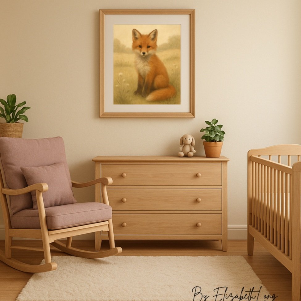 Baby Fox Nursery Animal Art | Digital Print, Instant Download for Baby Room Decor