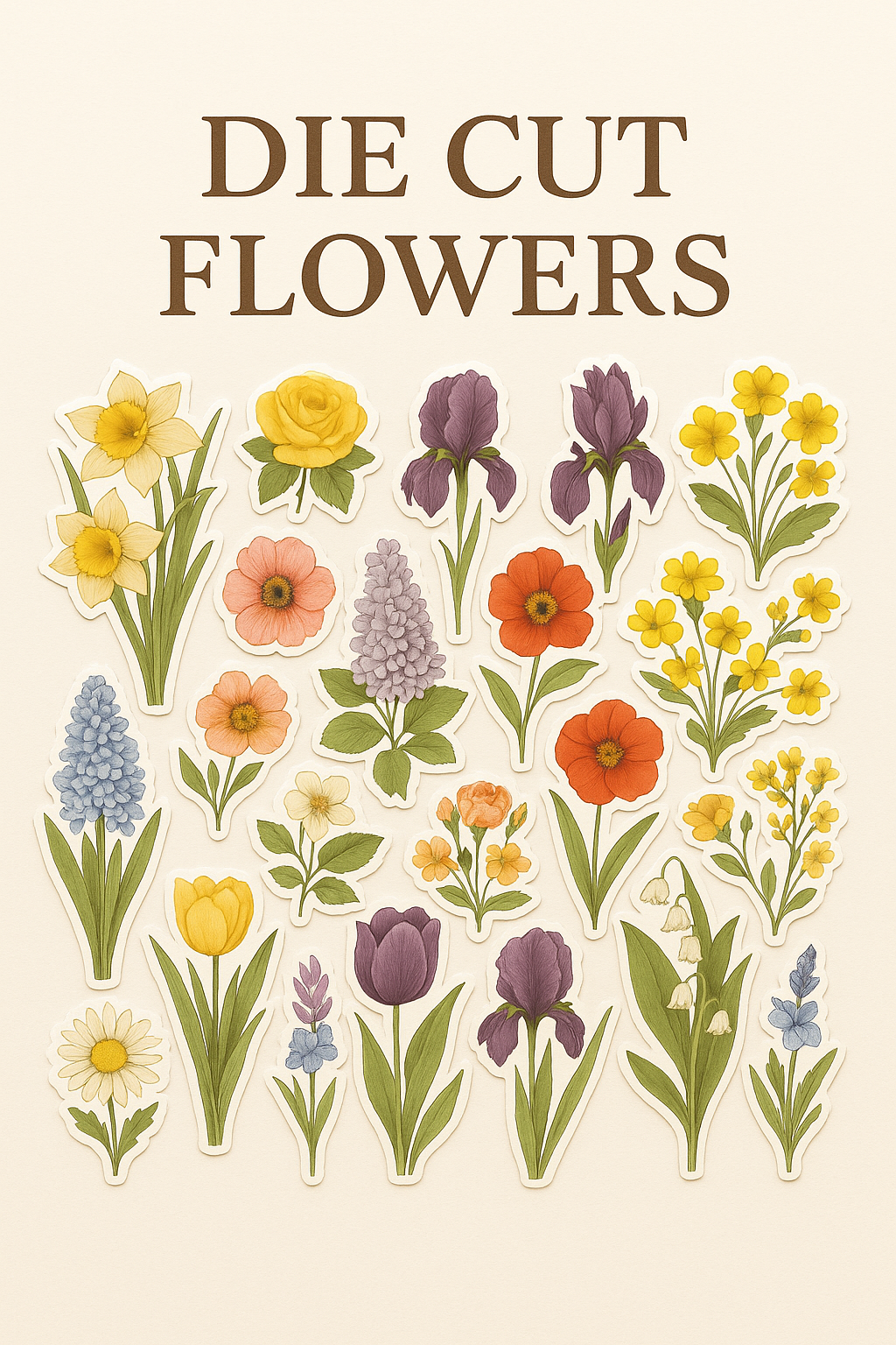Spring Flower Fussy Cuts, Spring Stickers, Journaling Supplies