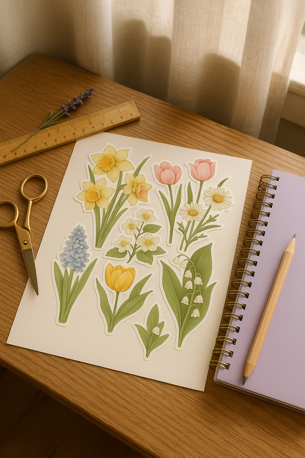 Vintage Purple Spring Flowers Fussy Cut |Floral Printable Stickers | Scrapbook Materials
