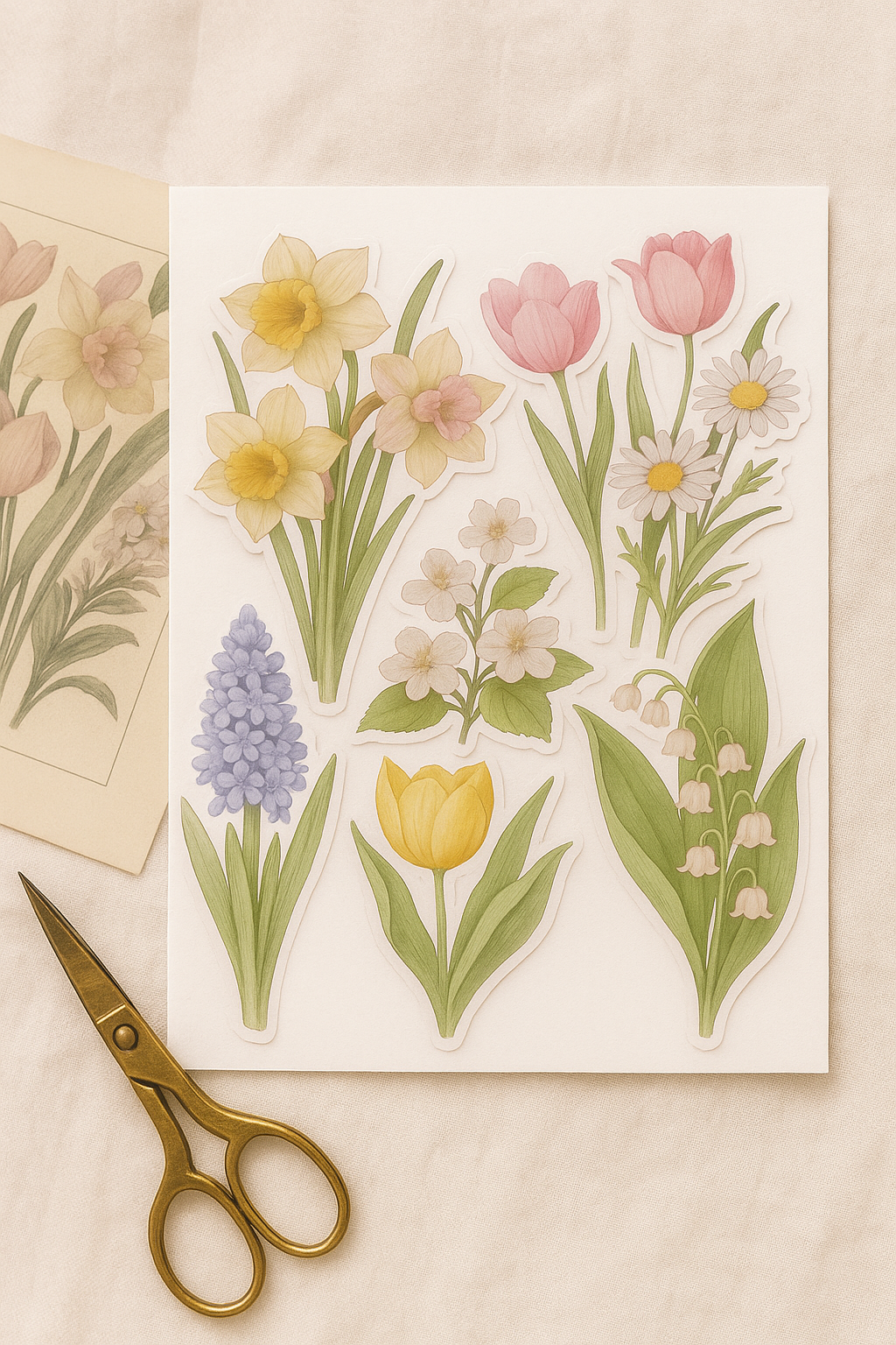 Spring Flower Fussy Cuts, Spring Stickers, Journaling Supplies