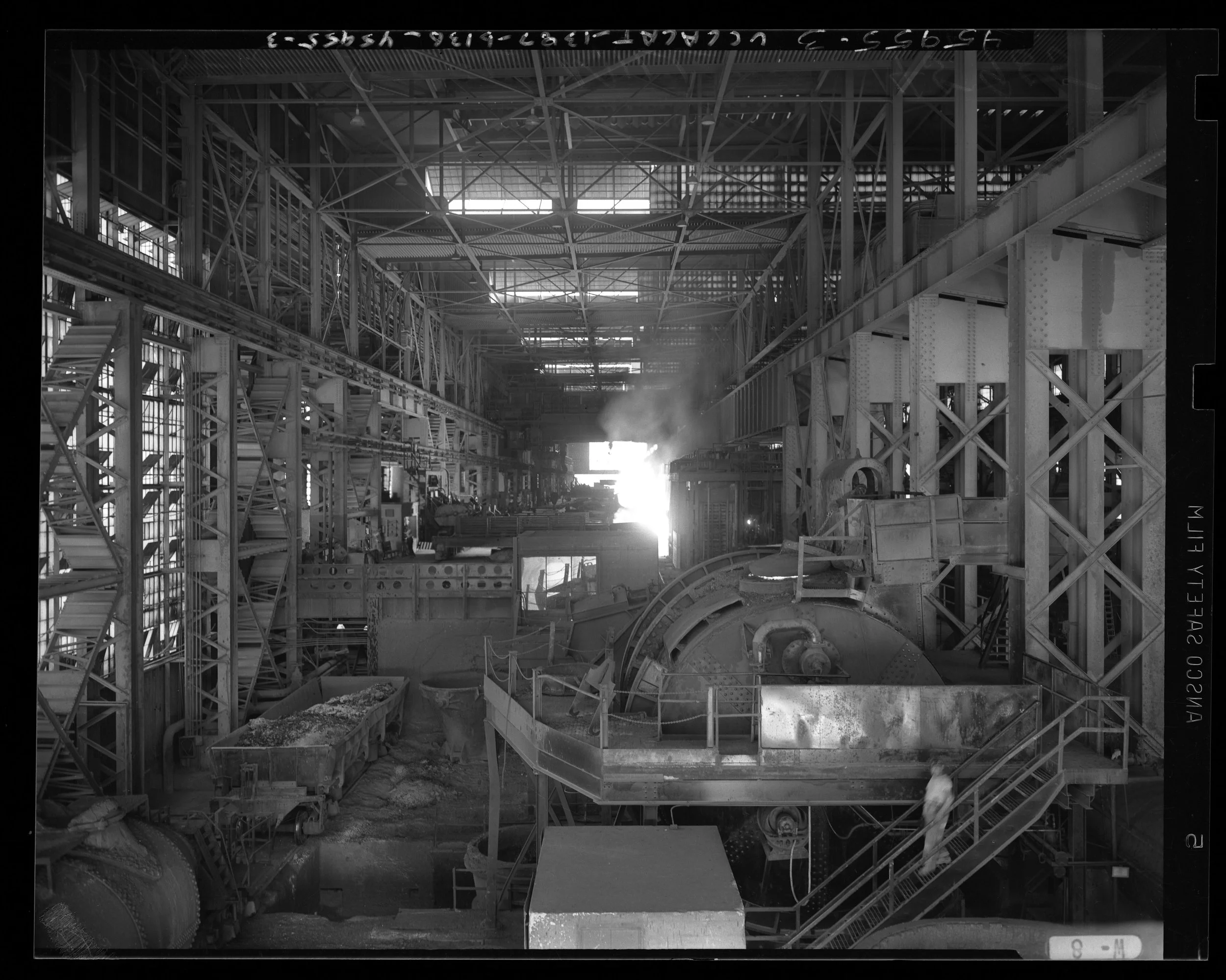 Interior of the Kaiser Steel Mill, where Robert and Lorraine's father worked for forty years, along with three of their uncles. Robert and Lorraine recall that their father suffered from severe burns from a workplace injury that left him hospitalized