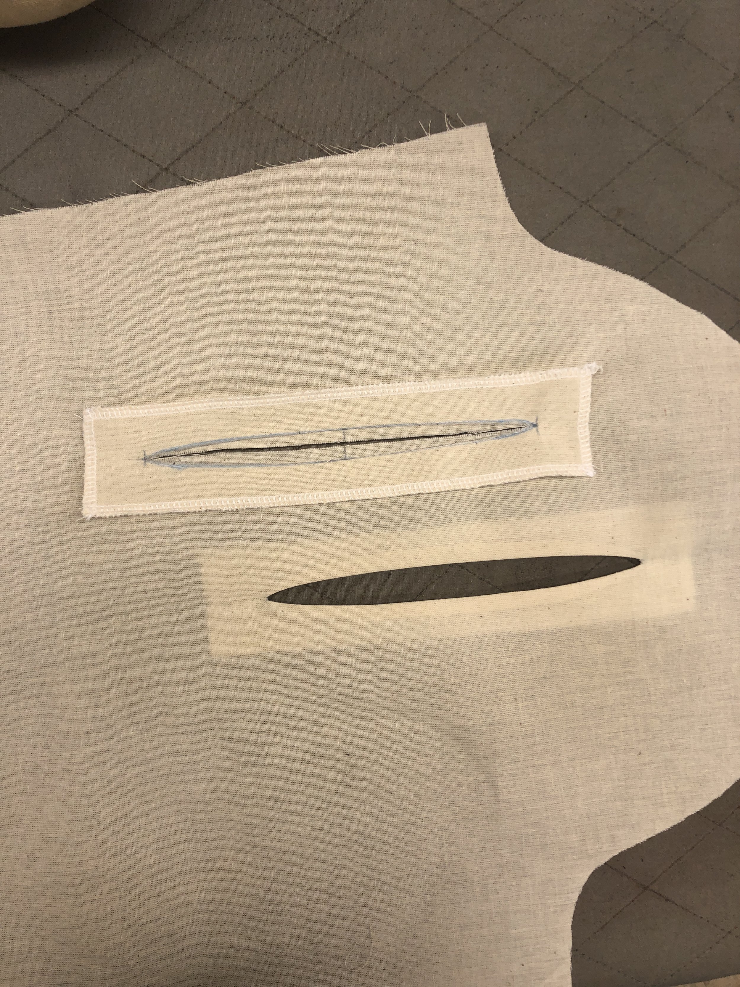 Facing and cutting slashes on the outer sleeves