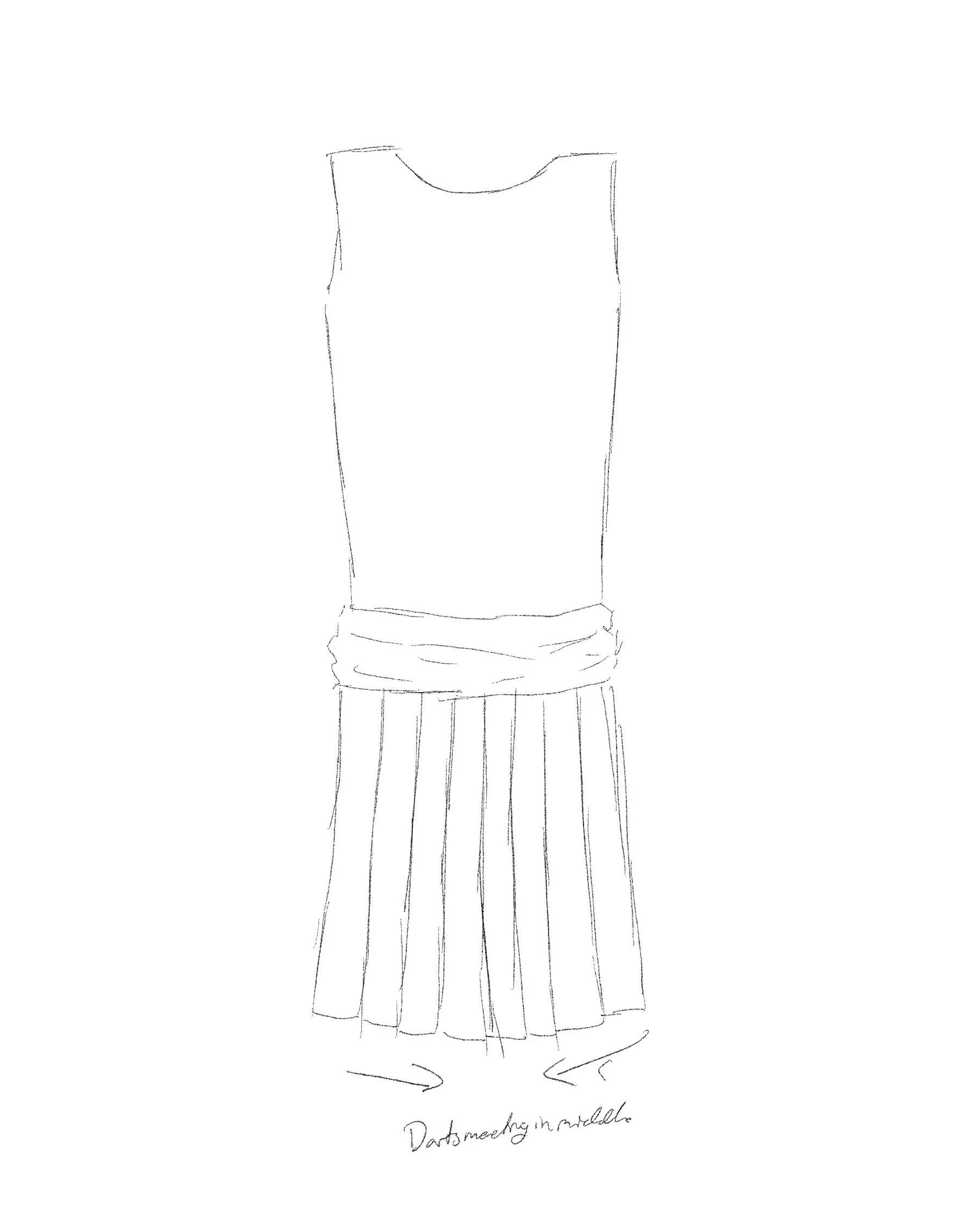 Dress back drawing by Emily Cosma