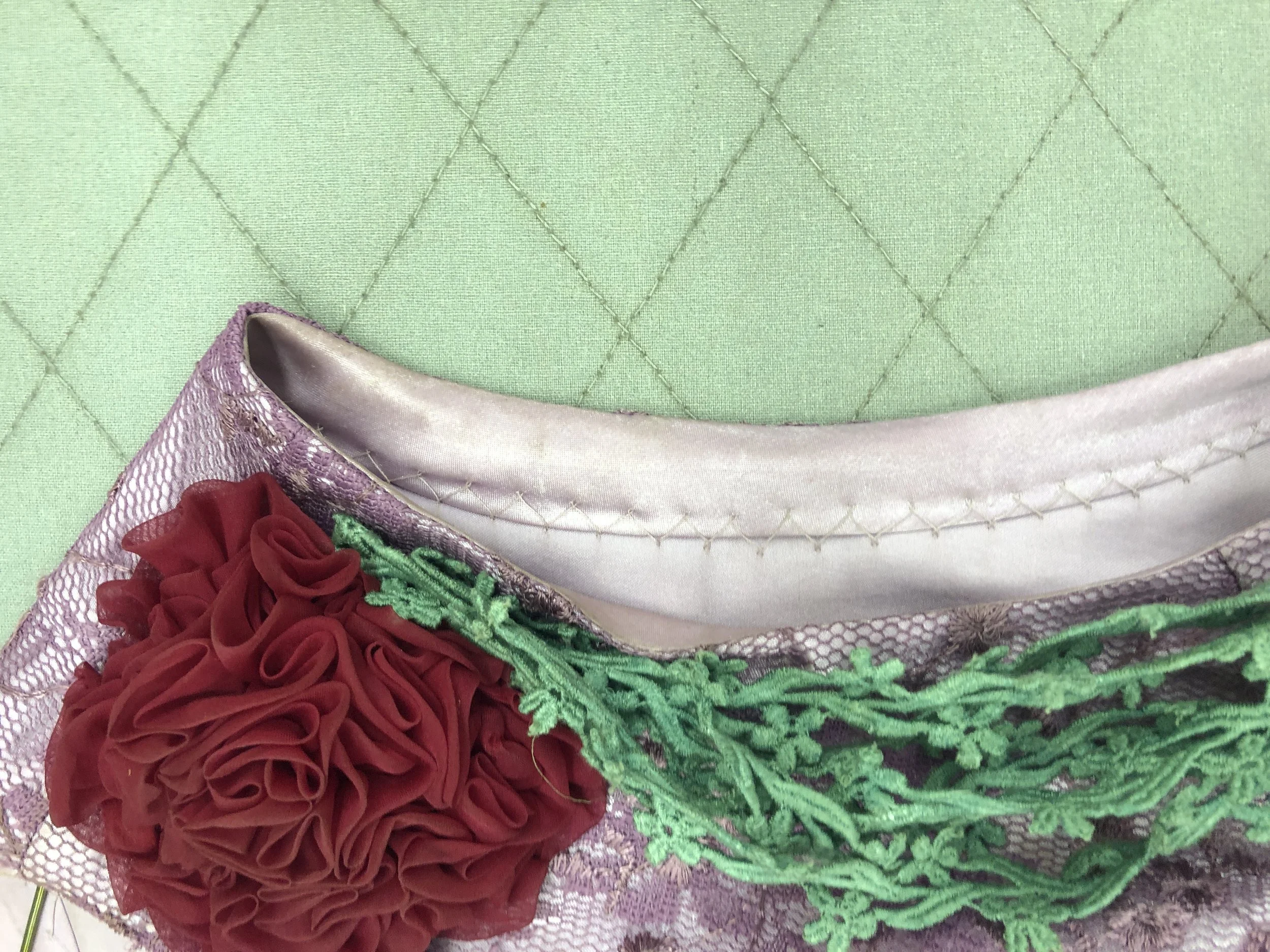 Armscye handstitching close-up