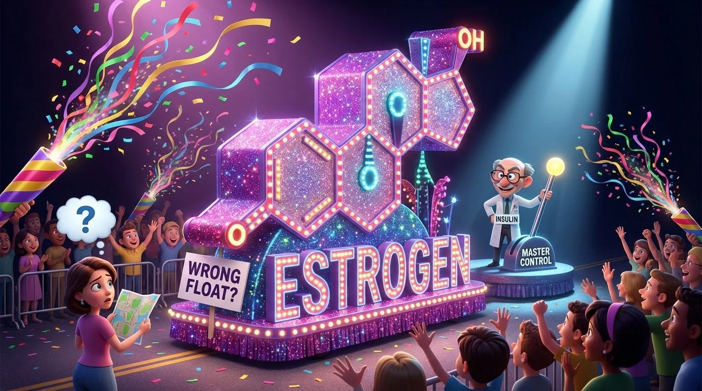 image of women looking at map to figure out how much estrogen she needs