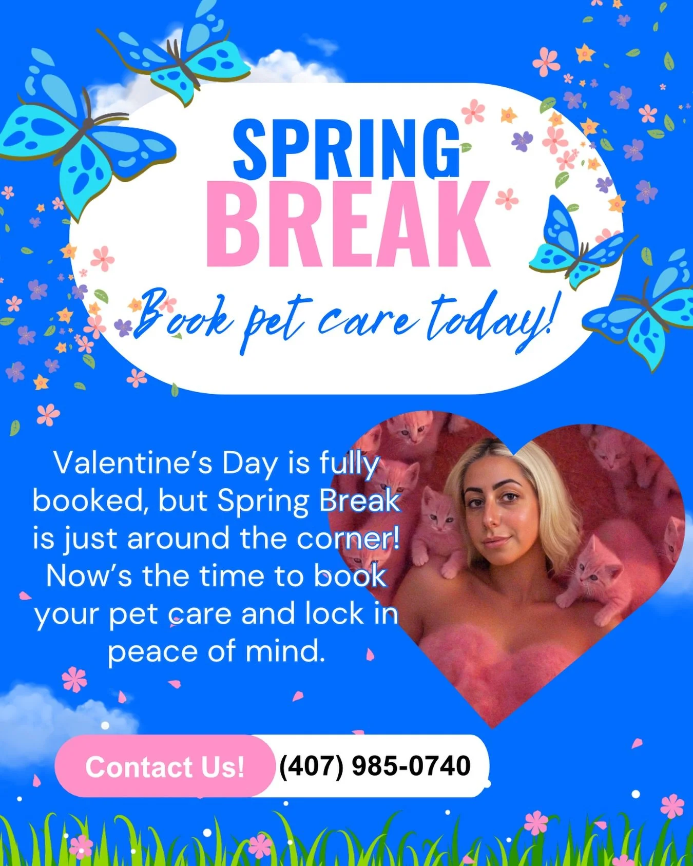 Call or text to book your Spring Break pet care! 15 dates are still available. #petsitter #orlando #springbreak #valentinesday