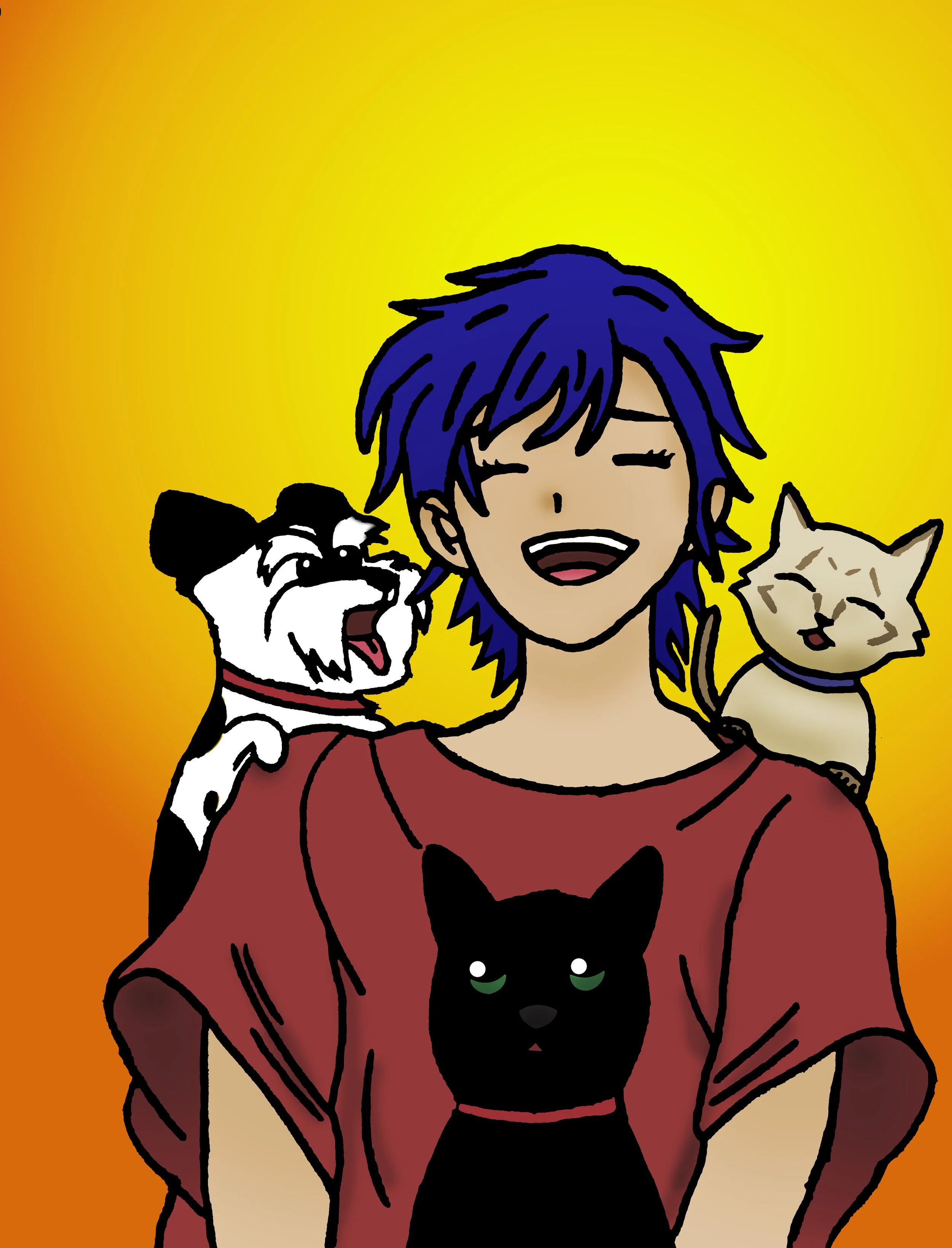 Self protrait with my pets