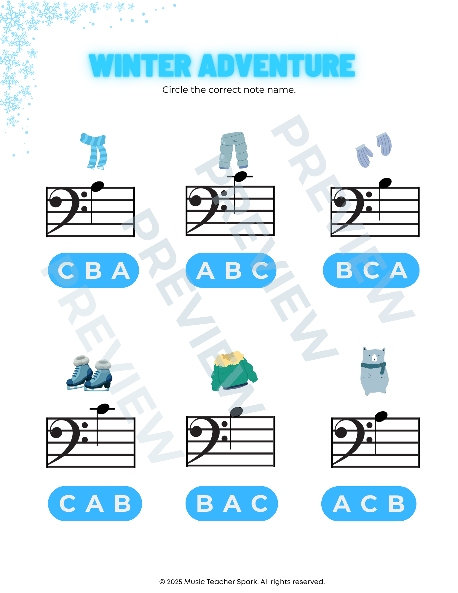 Bass Clef Middle C Staff Note Identification — Music Teacher Spark
