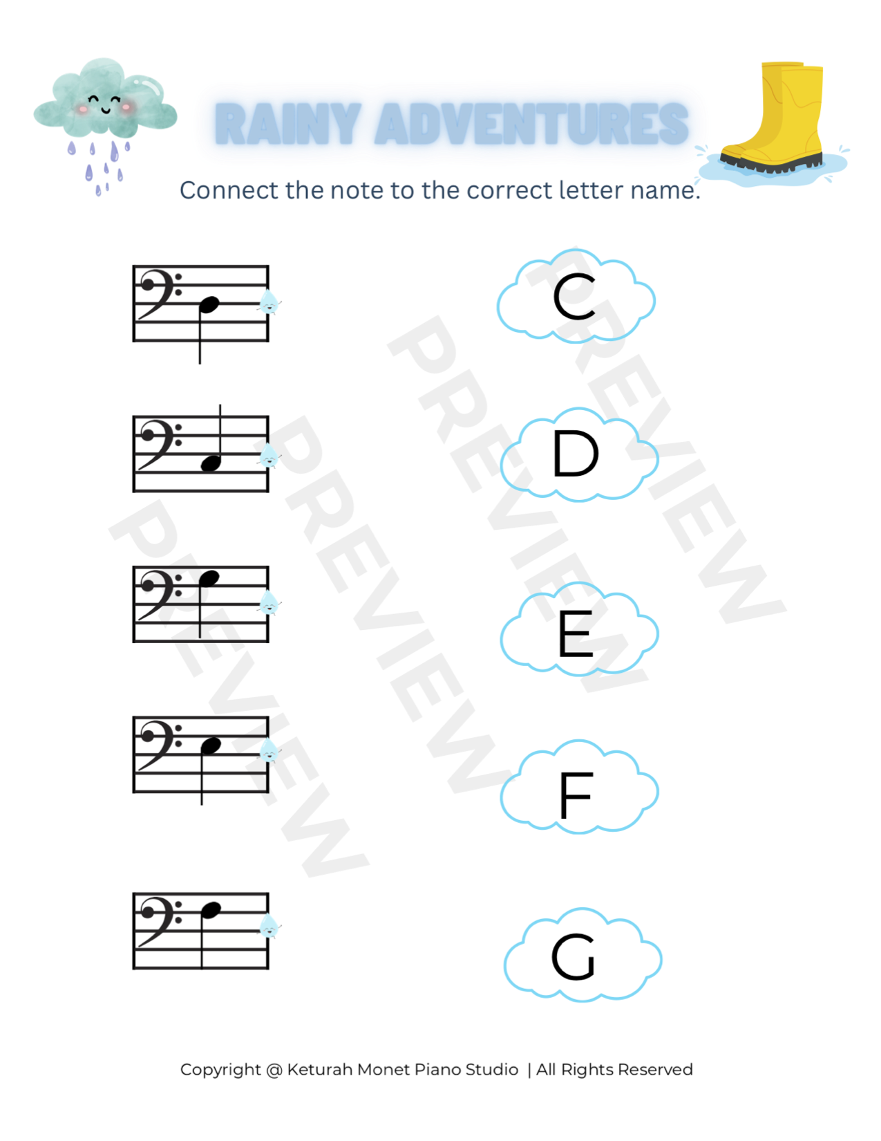 Rainy Day Music | Note Matching Bass C Position