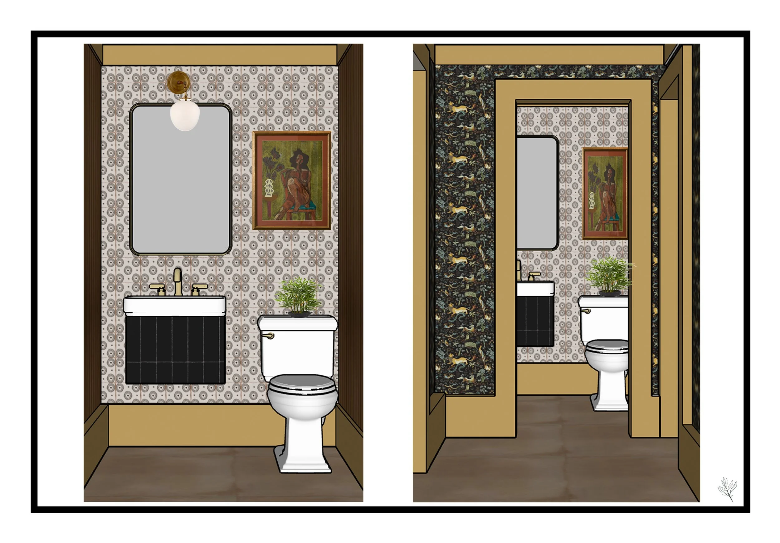 rendering of a powder bathroom