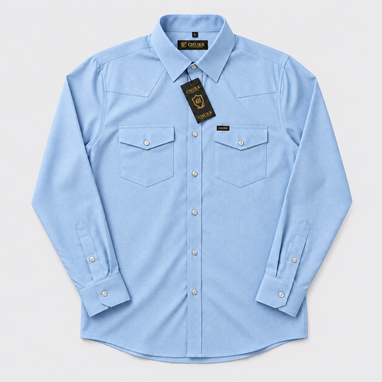 Western Work Shirt – Long Sleeve, Light Blue (Gaucho Grill)
