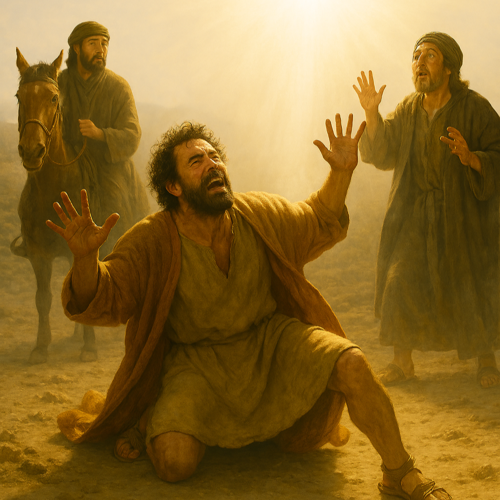 Saul on the road to Damascus being blinded by light – devotional blog image
