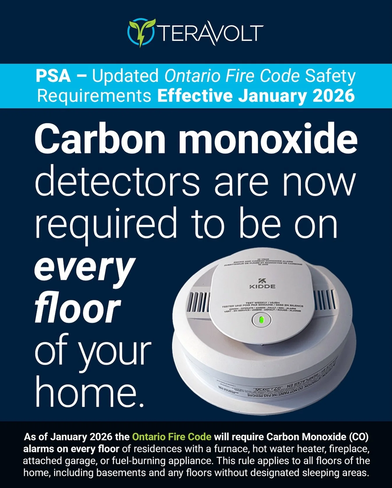 🚨 Attention Toronto &amp; GTA Homeowners!

As of January 1, 2026, Ontario is updating its Fire Code, and this affects your home safety.

If your home has a furnace, hot water heater, fireplace, attached garage, or fuel-burning appliance, you&rsquo;l