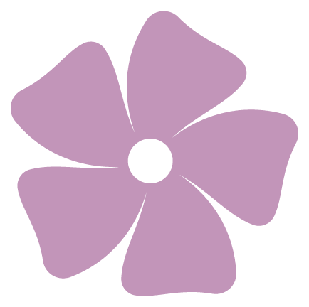 Purple stylized flower with five petals and a white center