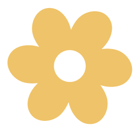 A simple, cartoon-style yellow flower with five petals and a white center.