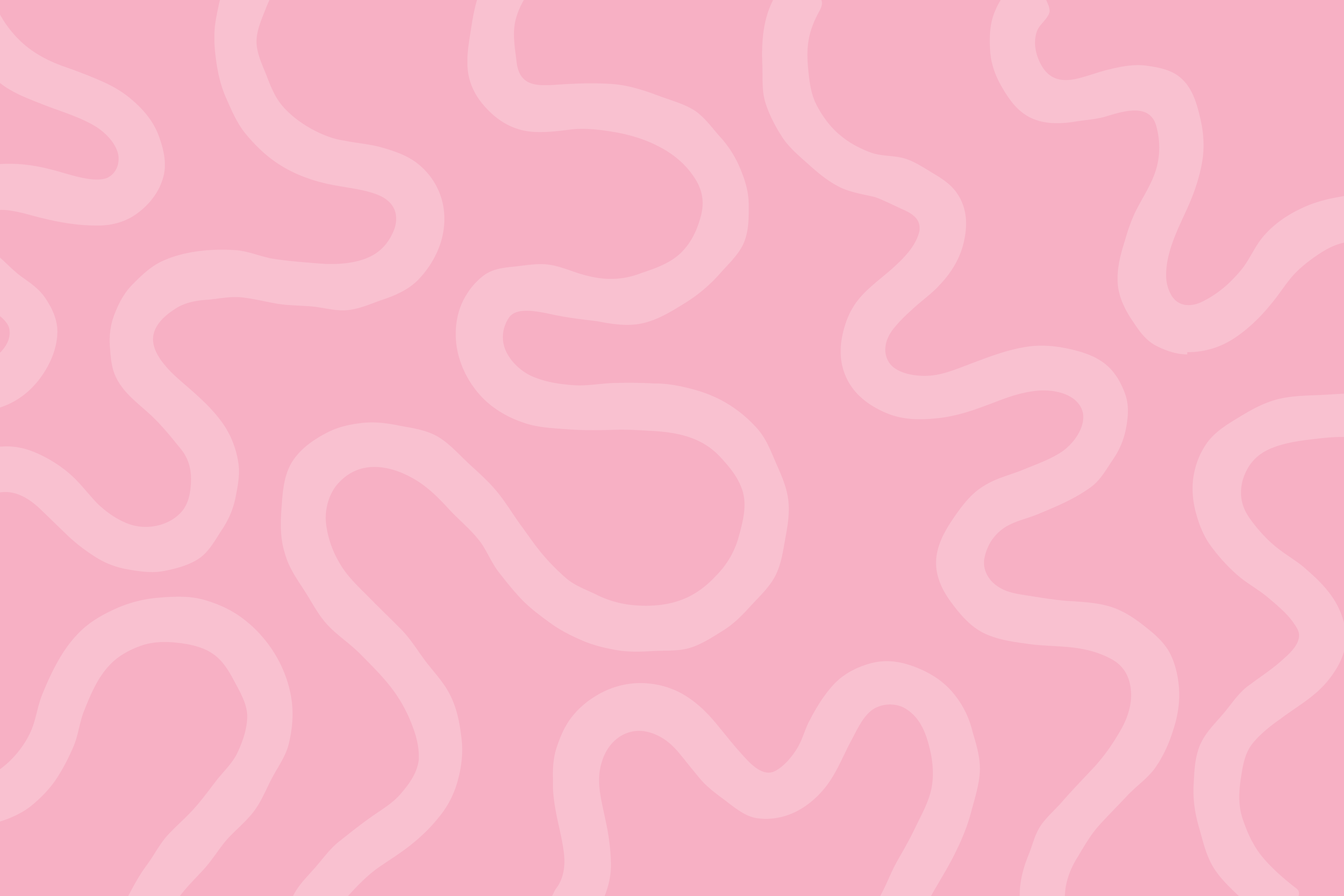 Pink background with light pink squiggly lines.