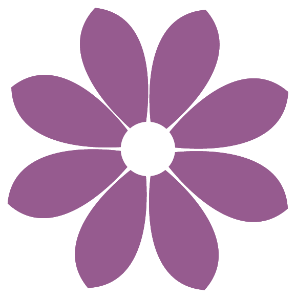 Purple flower with white outline and a circular center