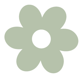 Simple illustration of a light green flower with multiple petals and a central circle