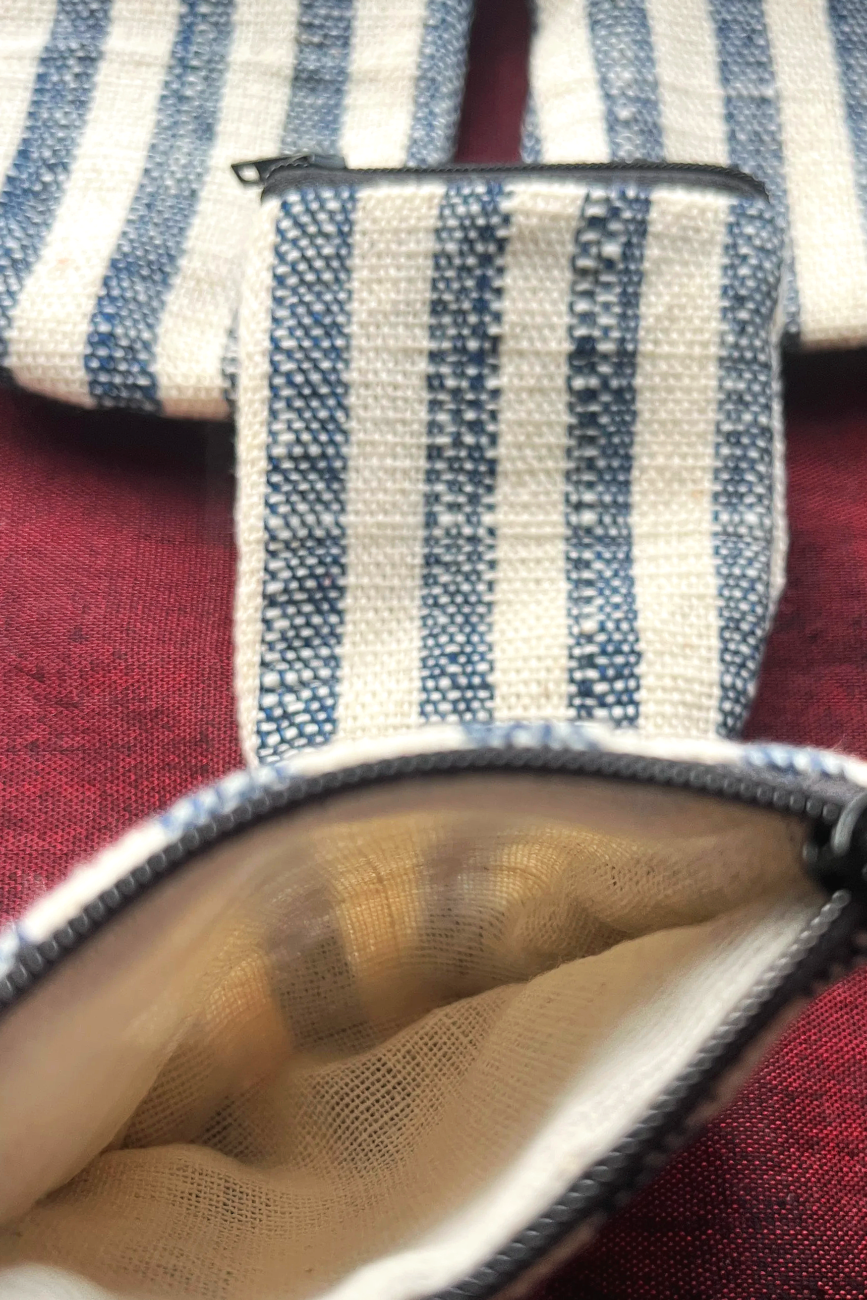 kleiner Beutel blau/beige