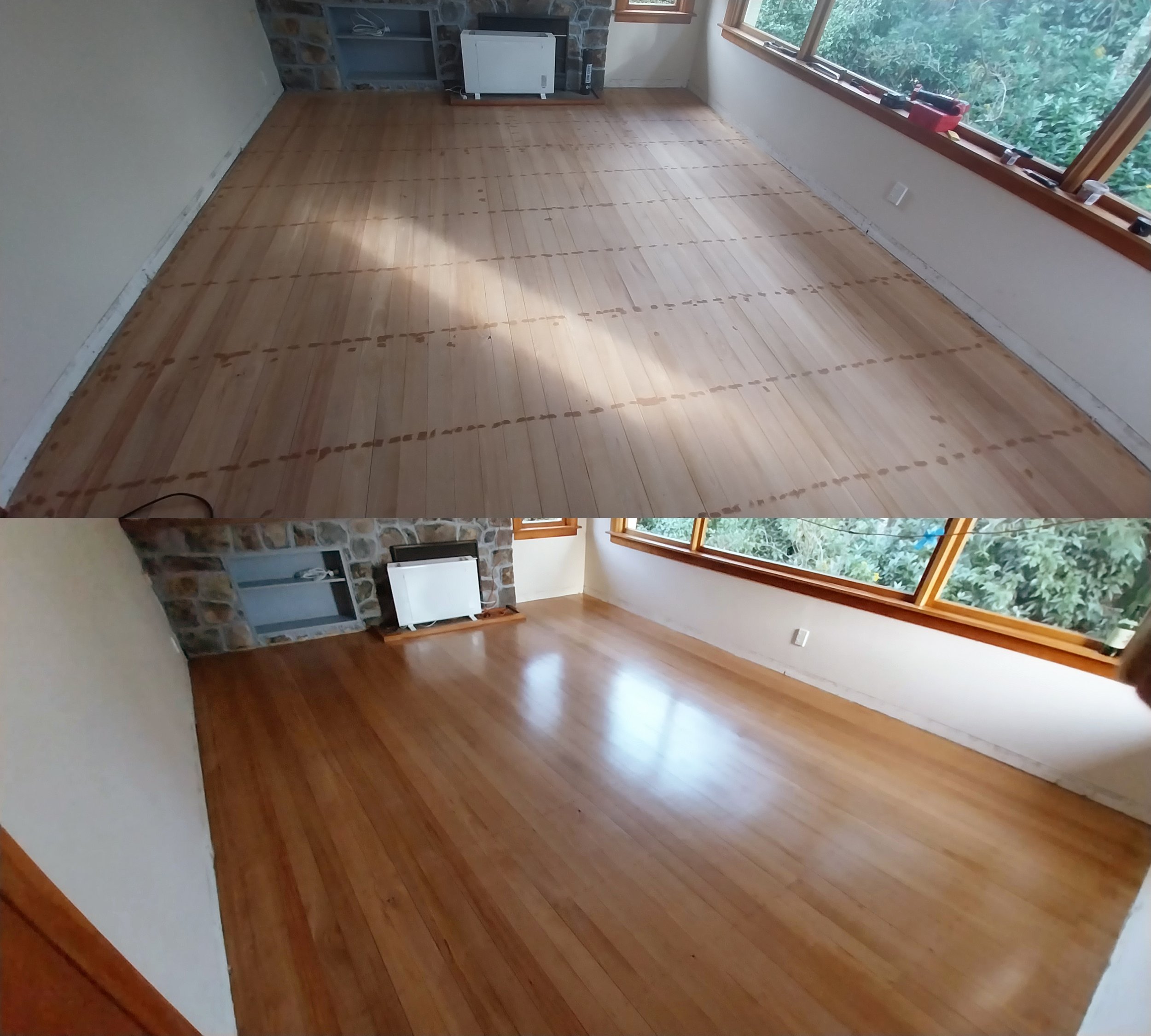 Before and After: Refurbished Rimu Flooring