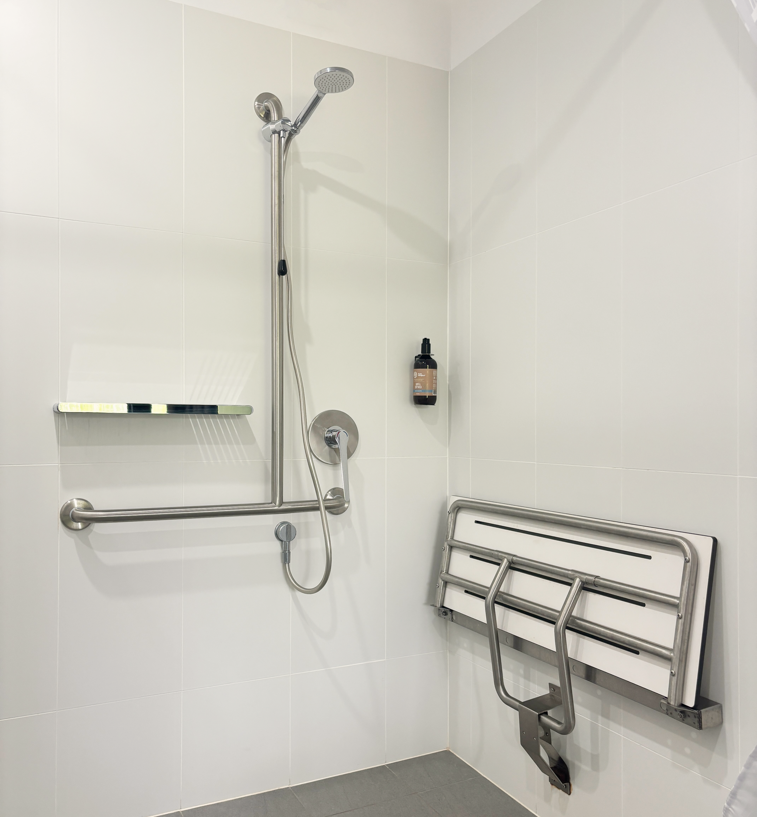 Large open accesibility friendy bathrooms that are functional and beautiful