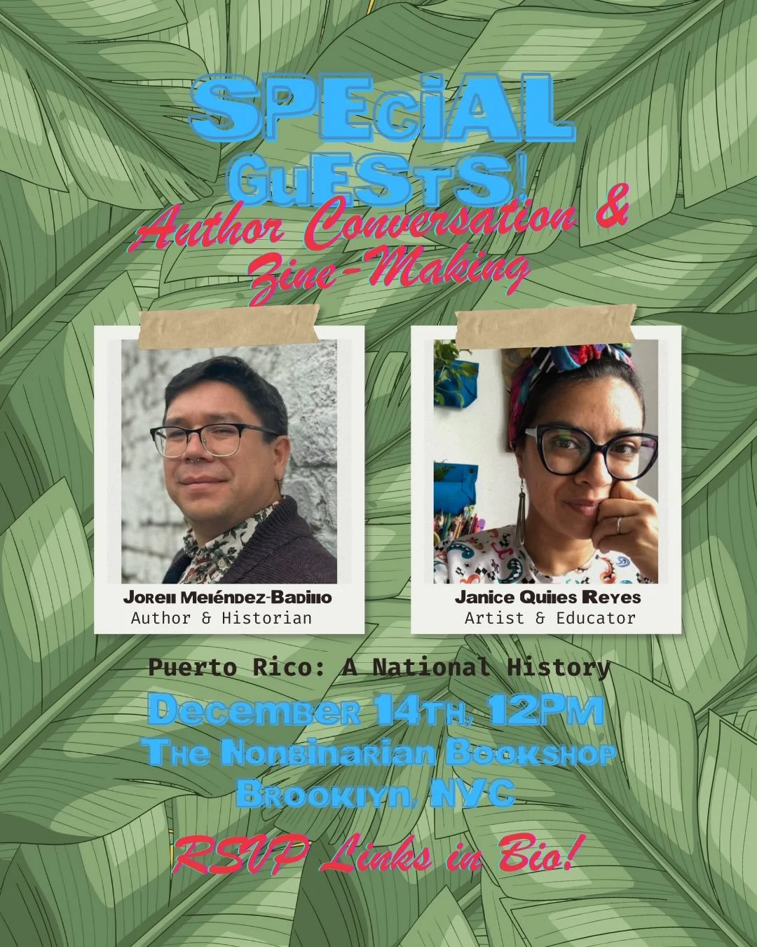 introducing our special guests!!!! join us TOMORROW for a virtual conversation with @jmelendezbadillo and zine making led by @lolaslostnfound 

RSVP in bio!

virtual is free and IRL is sliding scale to cover the cost of supplies for the workshop. nos