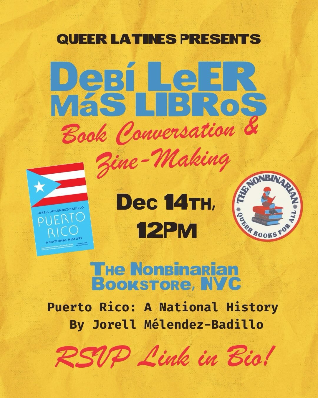 join us this sunday for a book talk and zine-making with a local artist at the nonbinarian bookstore in brooklyn! 📚

this is a sliding scale event with a free, virtual option. help us raise $160 to cover for the cost of supplies, but no one will be 