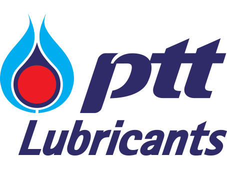Logo of PTT Lubricants featuring a blue and red flame design and the company name in dark blue text.