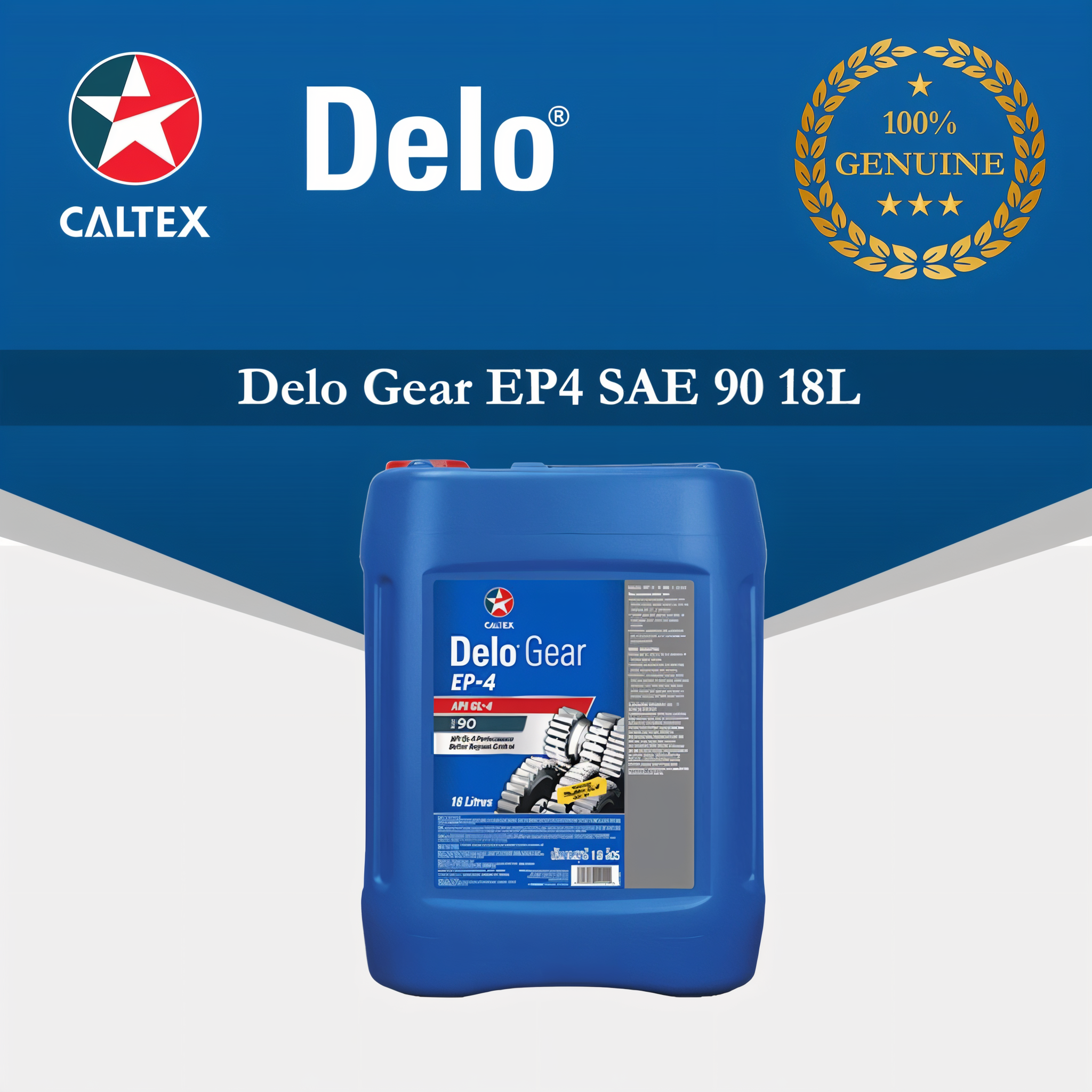 Blue container of Caltex Delo Gear EP4 SAE 90 18L motor oil