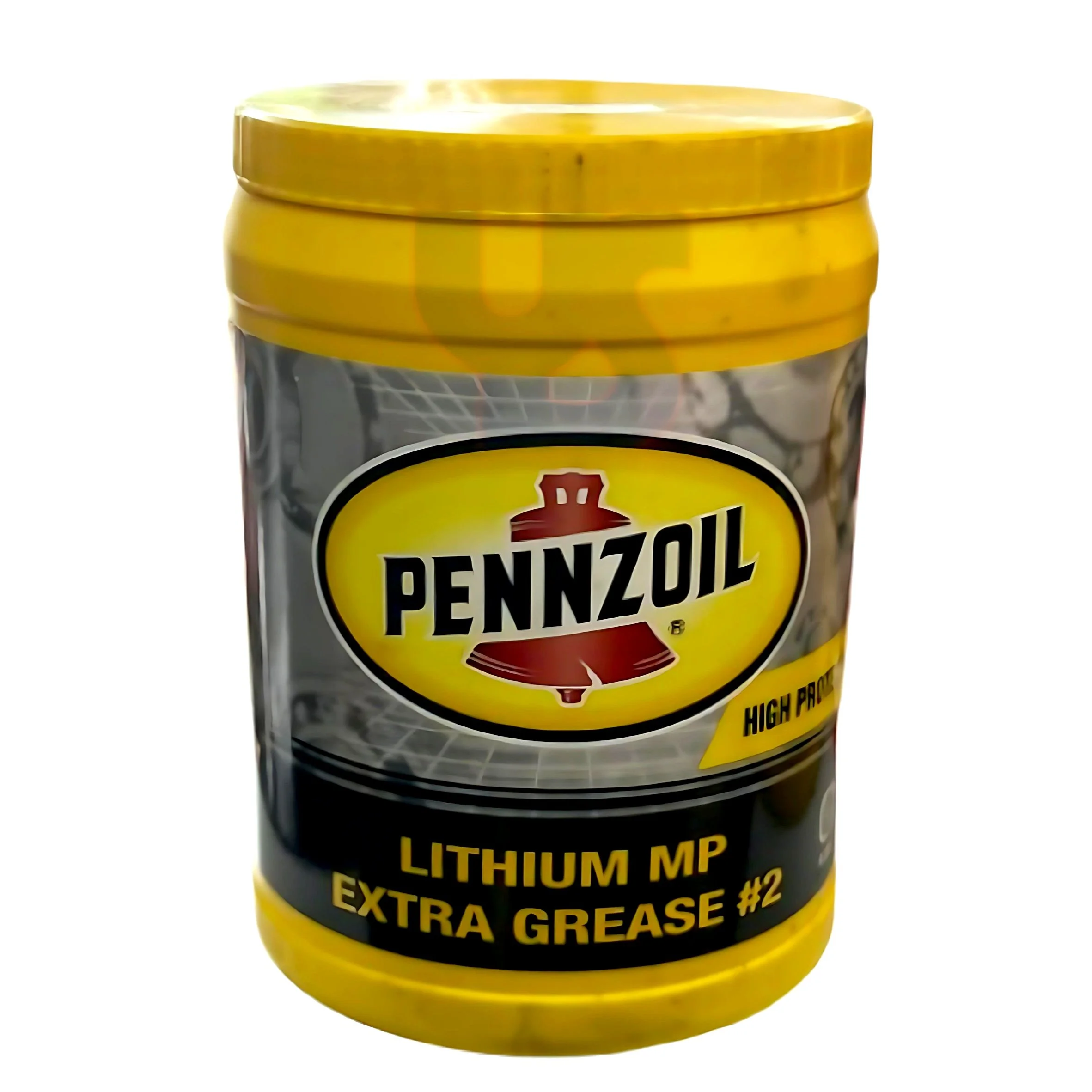 A yellow and black container of Pennzoil Lithium MP Extra Grease #2