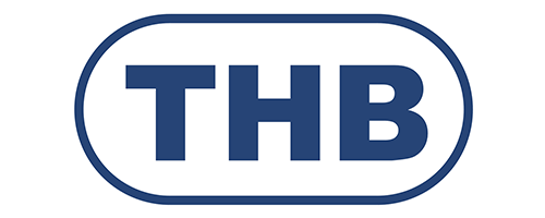 THB logo with bold blue letters inside an oval outline.