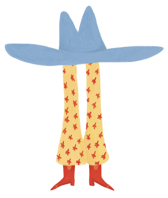 Illustration of a rocket-shaped cake with a blue top, beige body decorated with red stars, red feet, and a yellow cape.