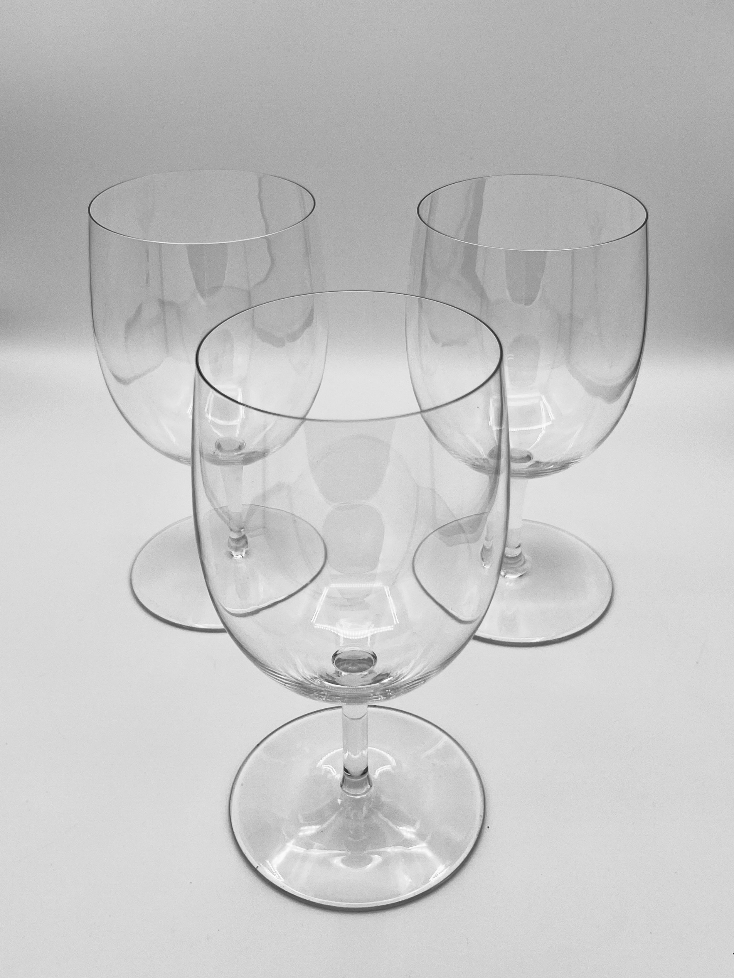 Set of 3 Baccarat Perfection Water Goblets, Discontinued France Crystal Stemware 7 1/8"