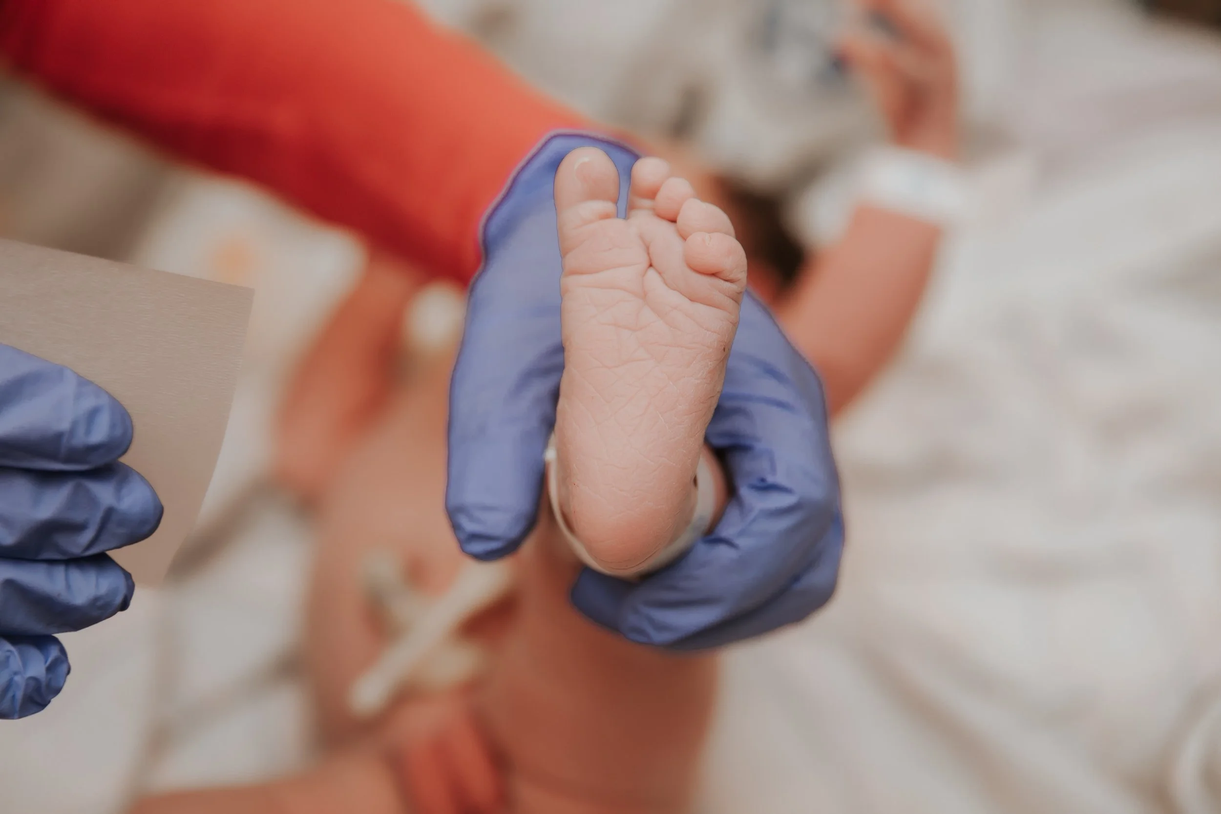 Wrinkly newborn baby foot at El Camino Los Gatos. 