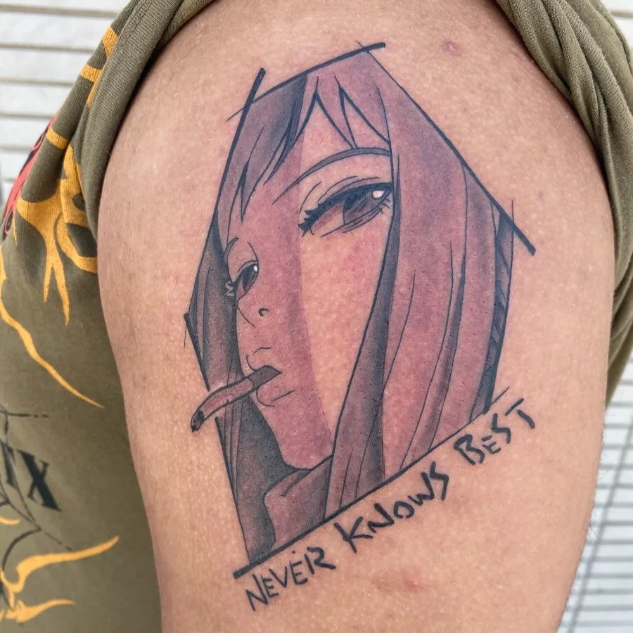 Mamimi from FLCL! I love weirder, more niche anime tattoos like this one. It was also my clients first tattoo!