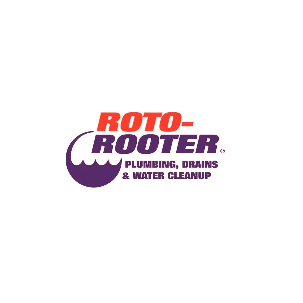 Company logo for Roto-Rooter featuring a purple wrench graphic and red and purple text reading "ROTO-ROOTER Plumbing, Drains & Water Cleanup."