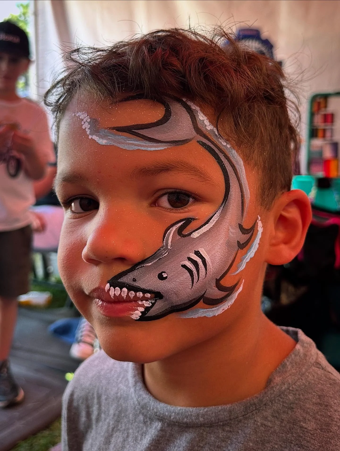 When the kids LOVES their paint!!!! 🦈