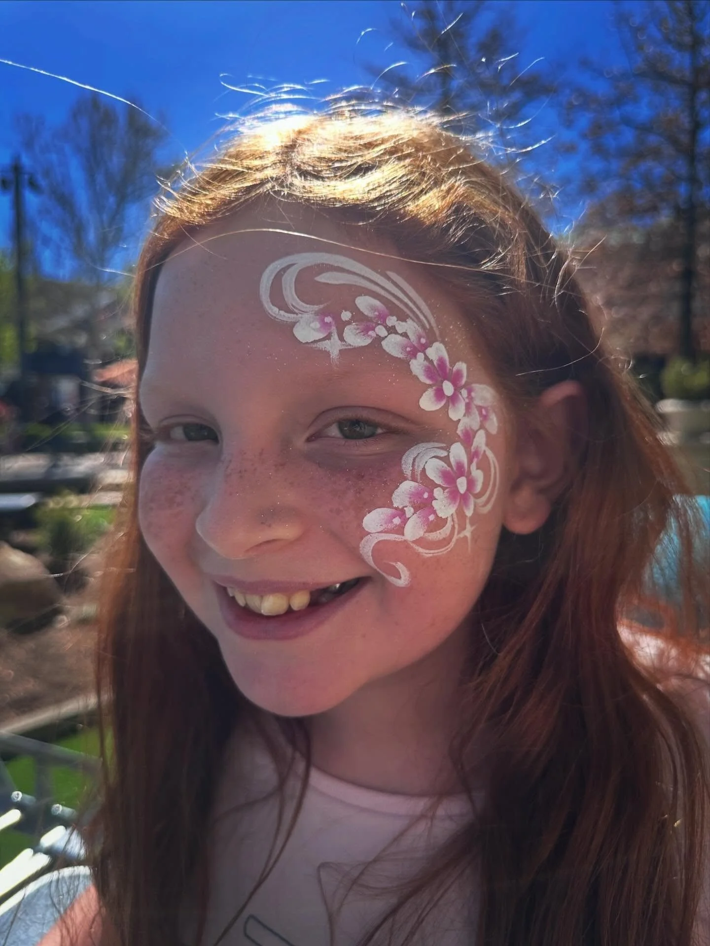 Blue skies and pretty blossoms.
