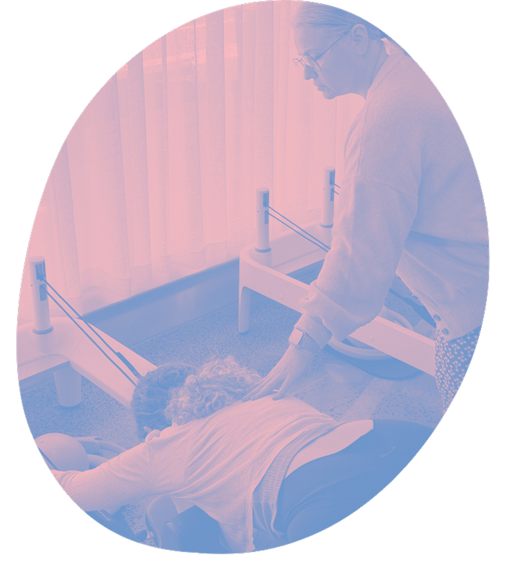 Private pilates class with Shosh, studio owner, guiding a client on a reformer at Nourished Pilates studio in Hughesdale