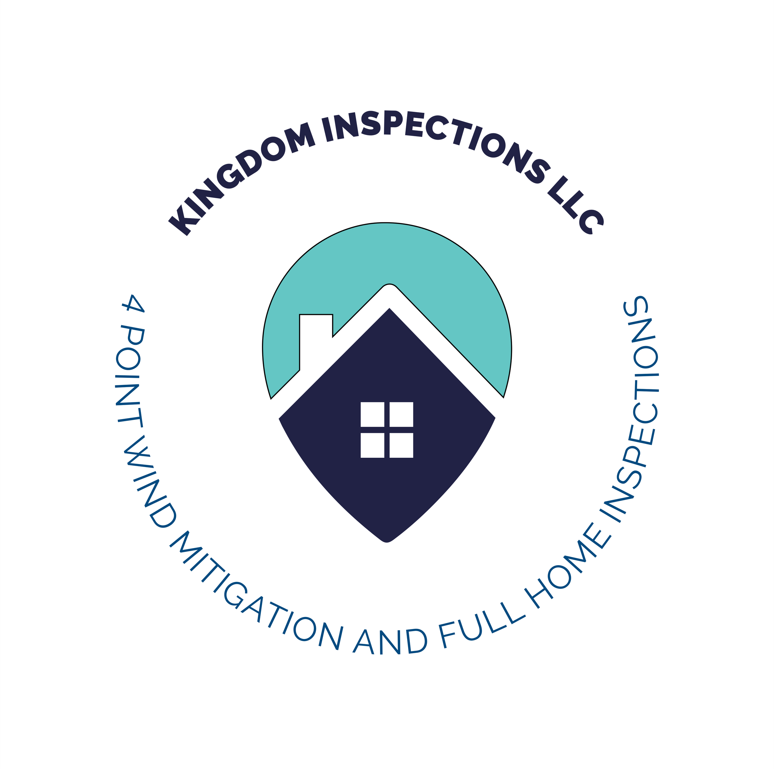 Logo of Kingdom Inspections LLC with a house icon and text "4 Point Wind Mitigation and Full Home Inspections."