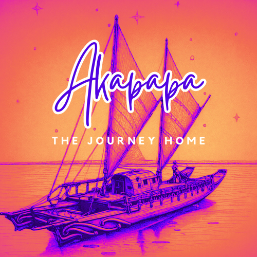Illustration of an ancient sailing ship with three masts on water, with a pink and orange sky background and stars. Overlaid are the words "Anapaqua" in large cursive font and "The Journey Home" in smaller uppercase letters.