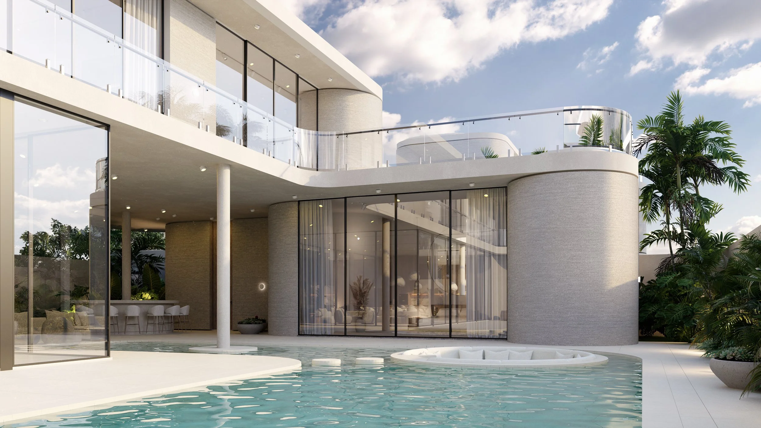 Arra Estate, Luxury Villas in Uluwatu, Bali - view of dining area from the pool terrace