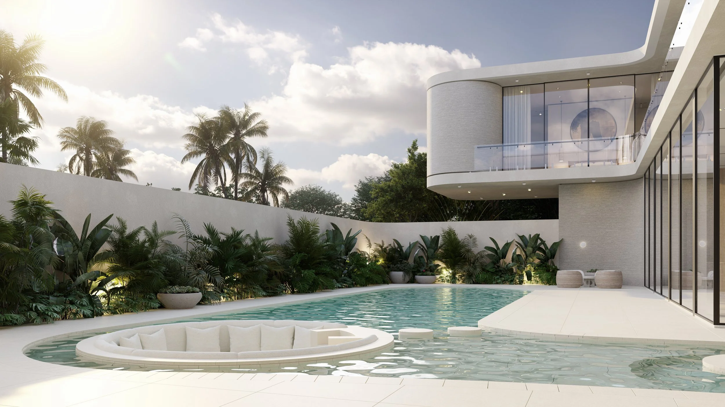 Arra Estate, Luxury Villas in Uluwatu, Bali - pool with sunken lounge area